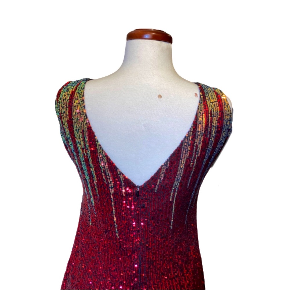 Red sequins cocktail evening dress - Picture 5 of 7